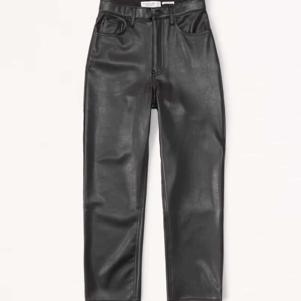 Abercrombie & Fitch NWT Black The Ankle Straight High Rise Vegan Leather Pants
